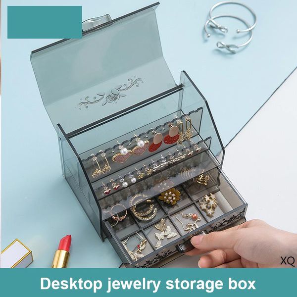 

jewelry cosmetics storage box earrings lipstick drawer acrylic shelf makeup organizers boxes & bins