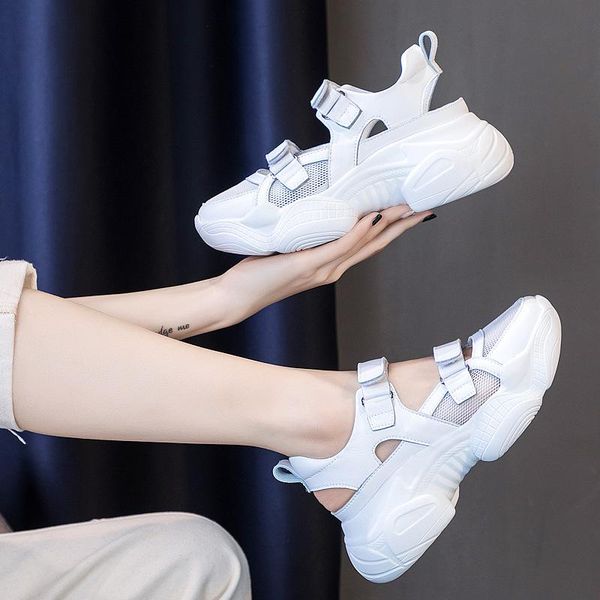 

sandals platform summer sneakers women casual sports shoes breathable mesh cloth for outdoor high heels wedges, Black