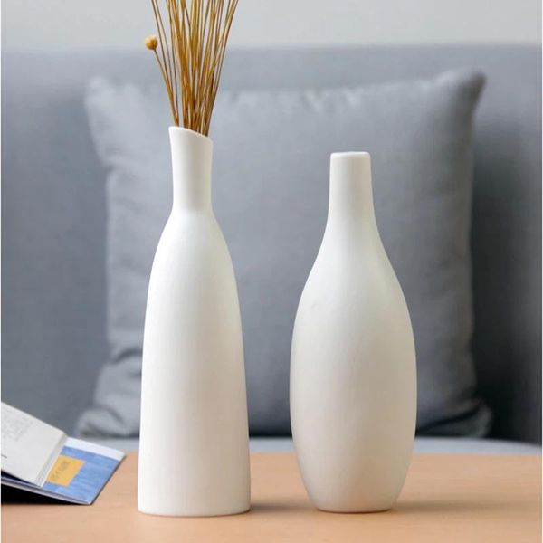

vases nordic white ceramic home decoration fashion flower pot living room table decorations vase no.17
