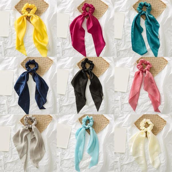 

elegant women elastic hair bands scarf scrunchies fashion solid color headwear ribbon girls accessories sale1
