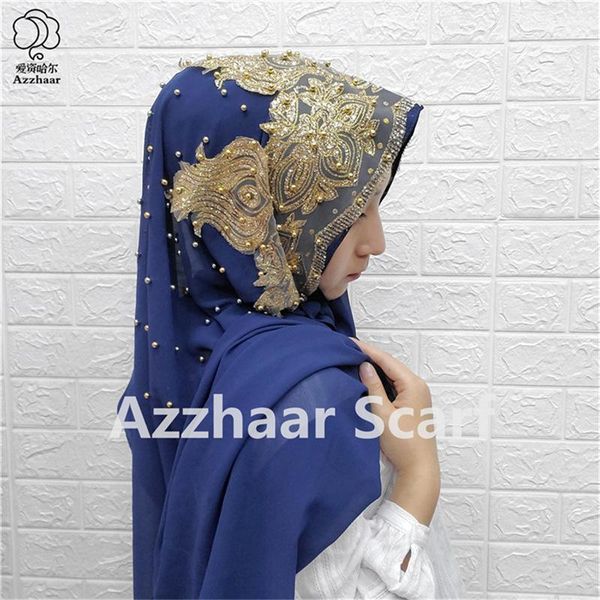 

scarves hijab chiffon hoist beaded long scarf southeast asia, Blue;gray