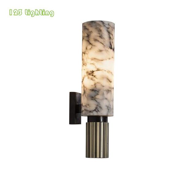 

wall lamp chinese style foyer marble golden cylinder metal bedroom light fixtures 90-260v surface mount sconce deco