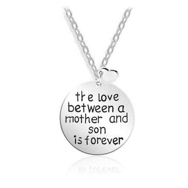 

pendant necklaces fashion the love between a mother and son is forever necklace mom heart letter print choker jewelry, Silver