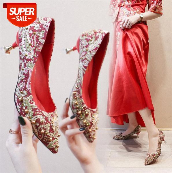

pointed toe mid-heel high heels women's rhinestone print stiletto single shoes ladies with rivets #ru6d, Black