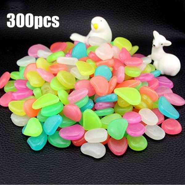 

300pcs glow in the dark garden pebbles stones rocks for walkways path patio lawn yard decor luminous stone decorations