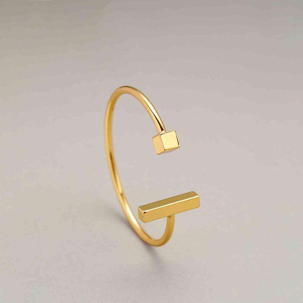 

bangles bracelets geometric design opening adjustment 18k real gold net red simple court bracelet female, Black