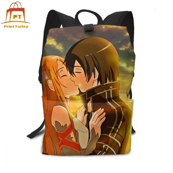 

backpack sword art online backpacks trend bag pattern men - women shopper teen multi pocket bags