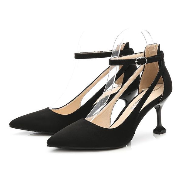 

dress shoes odinokov plus size 35-46 autumn solid patent leather shallow cut-outs pointed toe women thin high heels pumps, Black