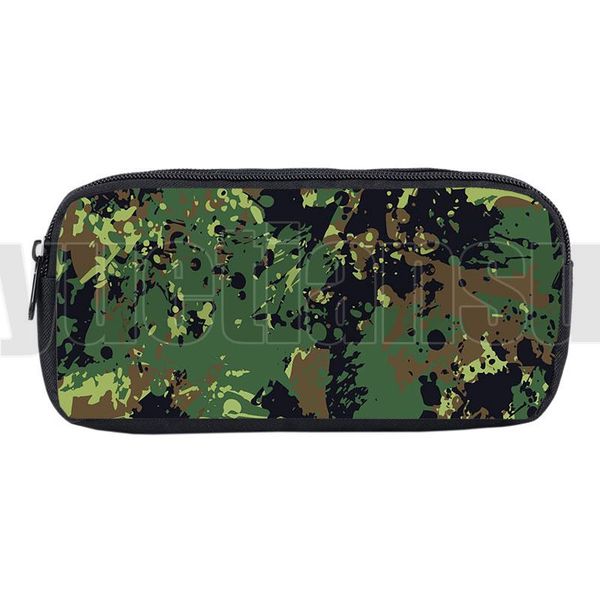 

funny 3d camouflage school supplies camo pencil case army green stationery makeup box storage zipper pouch cosmetic organizer bags & cases