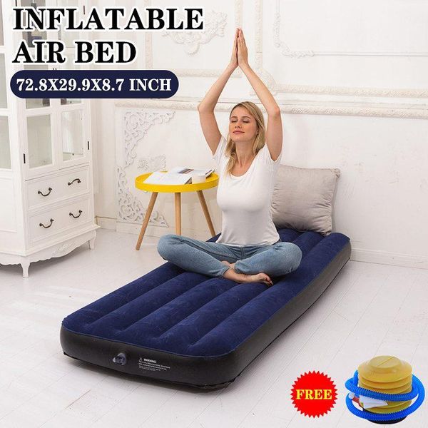 

185cm large size portable inflatable single air bed mattress flocked pvc couch sofa for outdoor home garden camping pads