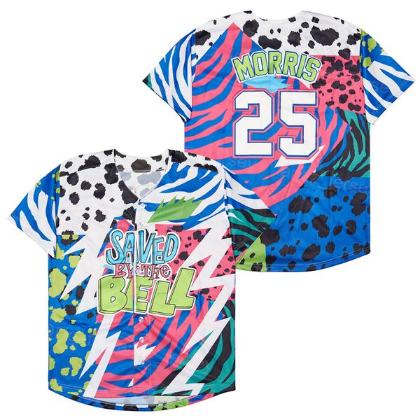

men retire baseball saved by the bell 25 zack morris jersey embroidery and sewing retro team color blue vintage cooperstown for sport fans c, Blue;black