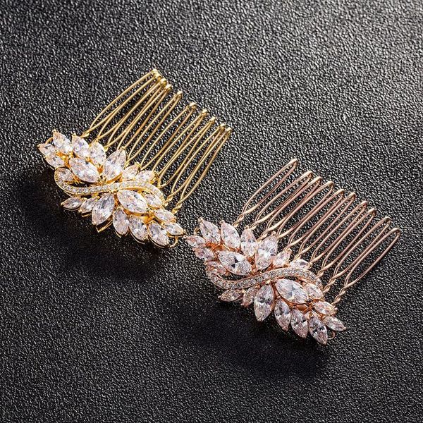 

hair clips & barrettes slbridal clear cubic zircon wedding comb bridal cz tiara headpiece accessories bridesmaids women fashion, Golden;silver