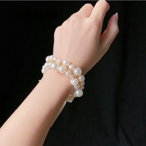 

charm bracelets arrival elegant pearls for women girl's birthday party gift bracelet jewelry brazalete mujer fine female pulseras, Golden;silver