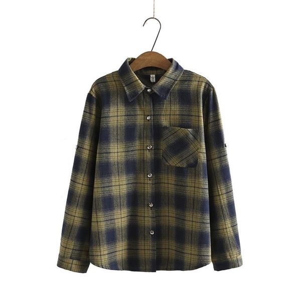 

plus size t-shirt xl-4xl long sleeved plaid women spring autumn a-line cotton muslimah blouse ladies' fashion highstreet blusas, Black