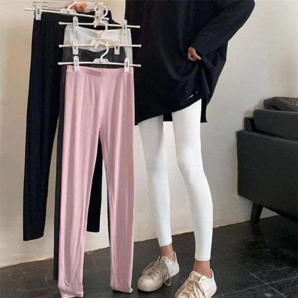 

women's leggings autumn 2021 korean version of versatile wear tight solid color casual comfortable and elastic, Black