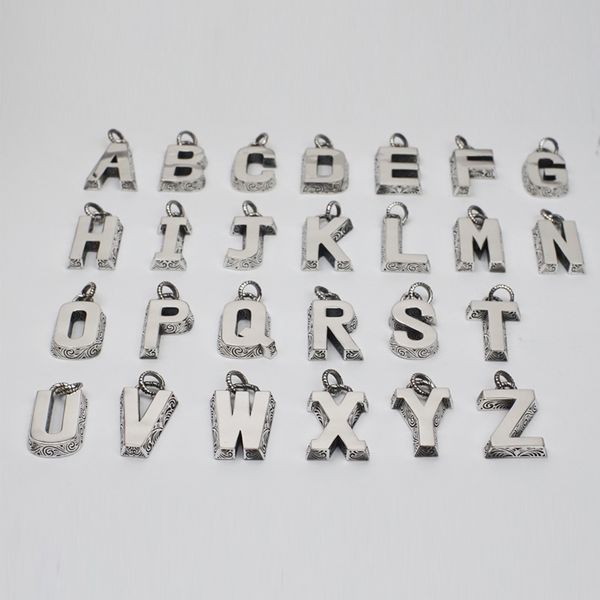 Vintage Anfangsbuchstaben Halskette Anhänger Buchstabe Schnitzen Diy Charms Anhänger Hochwertiges Schmuckzubehör