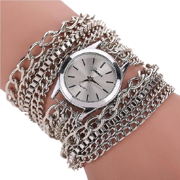 

wristwatches gnova platinum golden chain women watch large bracelet wristwatch fashion quartz clock black dial pink silver a724, Slivery;brown