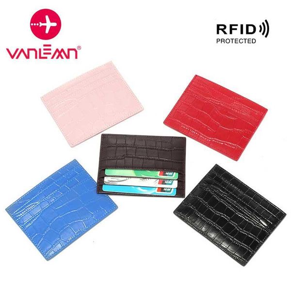 

card holders holder women slim wallet men crocodile genuine leather rfid case business id cardholder coin purse pouch, Brown;gray