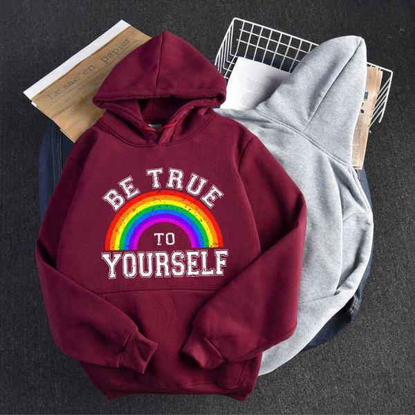 

women's hoodies & sweatshirts be true to yourself printing woman fleece winter clothes hoody female jumper long sleeve, Black