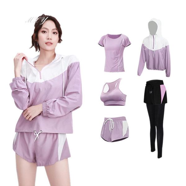 

5-piece sports suit women large size 2xl fitness gym running clothes yoga wear jogging set sportswear outfit