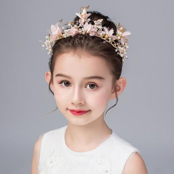 

hair accessories kids bridesmaid tiara crown headband girl crystal faux pearl flower butterfly princess party headwear, Slivery;white