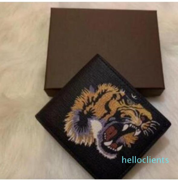 

2022 new men animal short wallet leather black snake tiger wallets women long style luxury purse wallet, Red;black