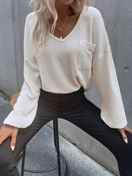 

bishop sleeve pocket detail sweatshirt q0lt#, White;black