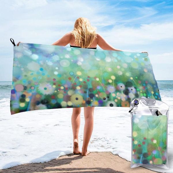 

towel quick drying pocket spring dandelion watercolor painting portable water absorbent no pilling sports bath