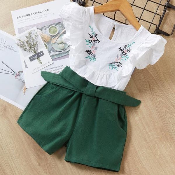

clothing sets girls 2021 summer flower printing vest+pants fashion kids clothes casual for children1, White