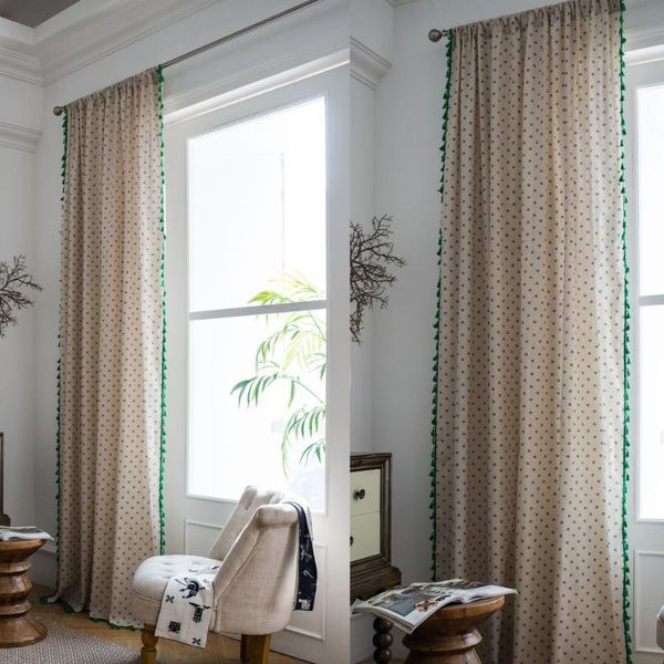 

daisy printed cotton linen curtains for living room bedroom window curtain drapes sheer boho tassel treatment home decor &