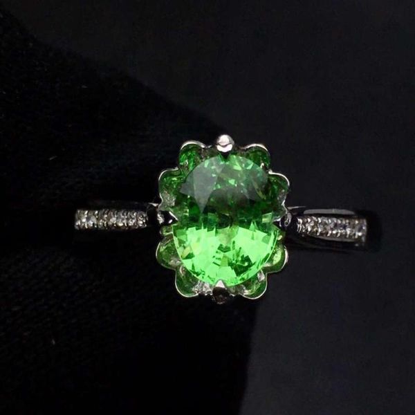 

cluster rings tsavorite ring fine jewelry real 18 k gold natural unheat 1.4ct gemstones tsavorites female wedding, Golden;silver