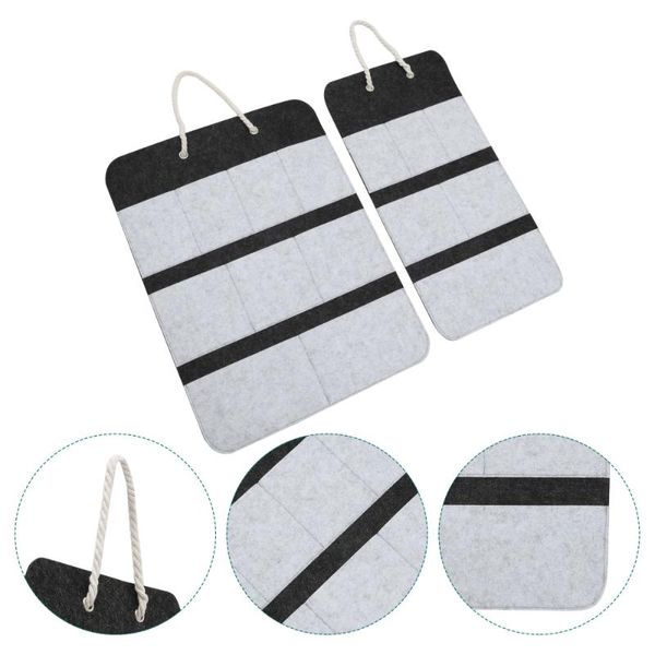 

storage bags 1 set 2pcs felt pouches hanging organizer for home (light grey)