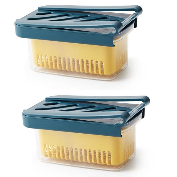 

storage bottles & jars 2 pcs retractable draining crisper,for fresh-keeping fridge container,drain box with strainers