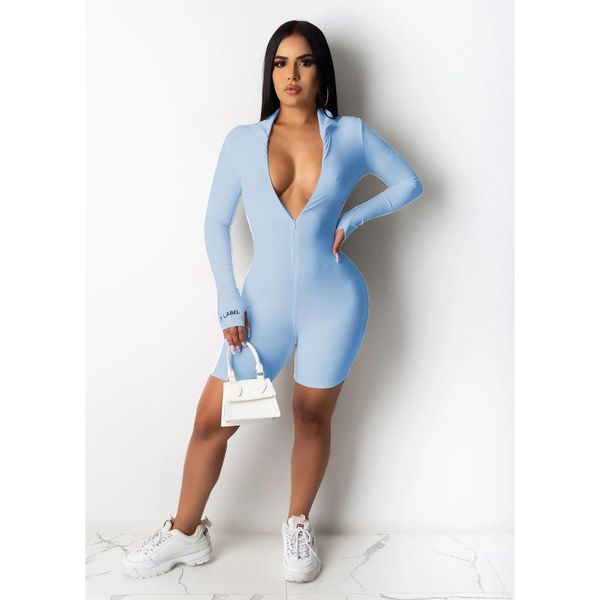 

jumpsuit women autumn 2021 casual sport solid zipper knit playsuit rompers combinaison femme macacao feminino monos mujer women's jumps, Black;white