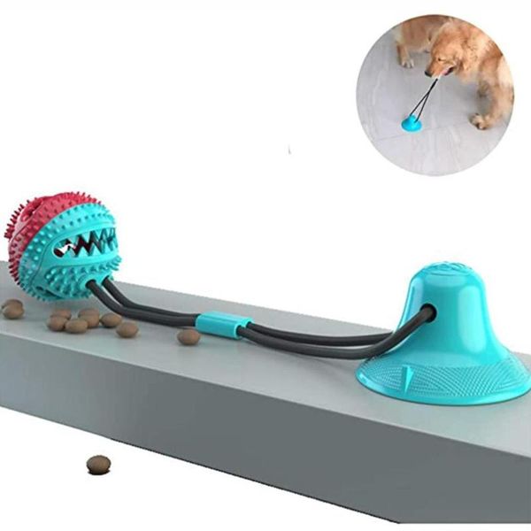 

dog toys & chews 2021 pet molar bite toy multifunction floor suction cup with ball interactive elasticity food extra-tough rubber