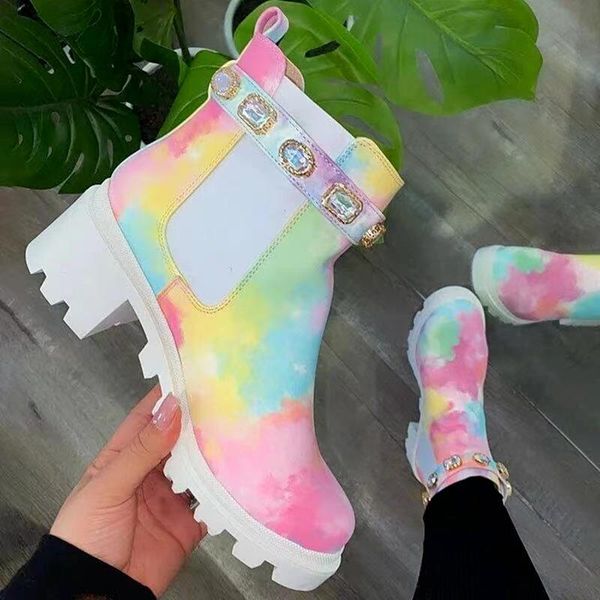 

boots 2021 women ankle fashion colours crystal shoes platform sneakers black size 35-43 knee high woman