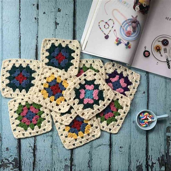 Handmade original 12cm placemat crochet coaster artesanal copo tapete pos suportes placemat esteira decorativa 20 pcs / lote 210817