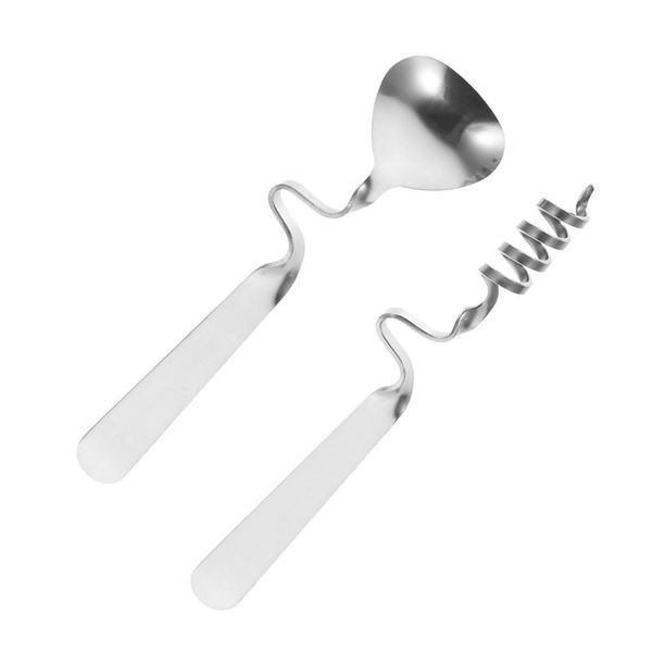 

spoons 2pcs stainless steel honey mixing curving handle coffee (silver)
