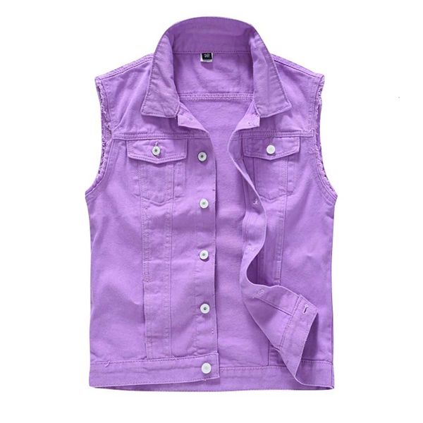 

jackets fashion denim waistcoat men casual jeans vest purple streetwear korean style plus size male clothing, Black;brown