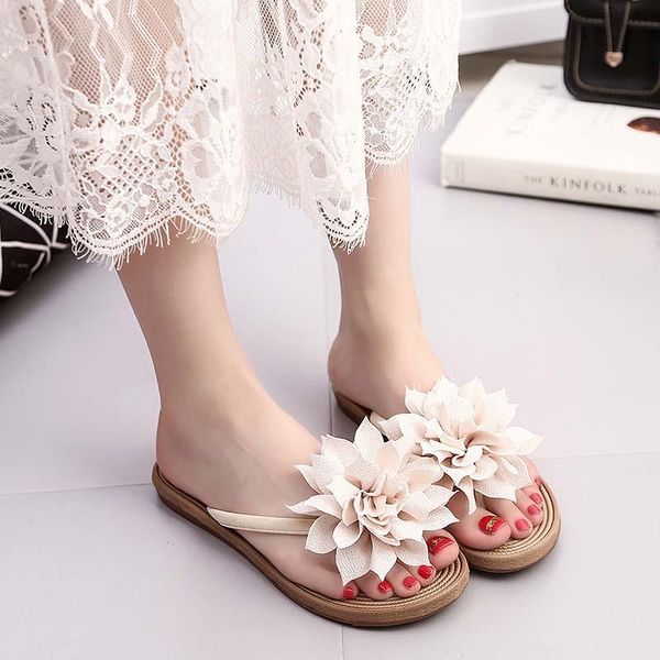 

sandals 2021 flat for women flower ladies roman open toes casual shoes non-slip woman outdoor size 41, Black