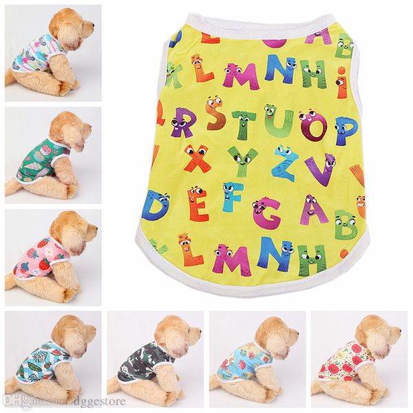 

28 color fashion dog apparel sublimation dogs clothes vest summer pleasantly cool pet t shirts strawberry flamingo unicorn rabbit giraffe sh
