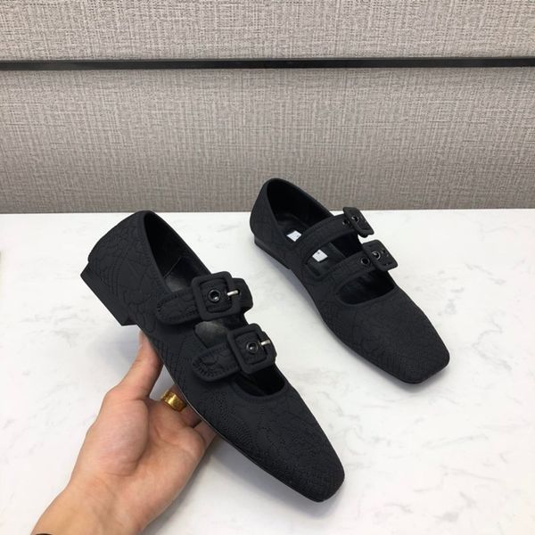 

80% off store online embroidery flat woman shoes solid colour genuine leather square toe ladies flats 2021 new luxury designer zapatos de mu, Black