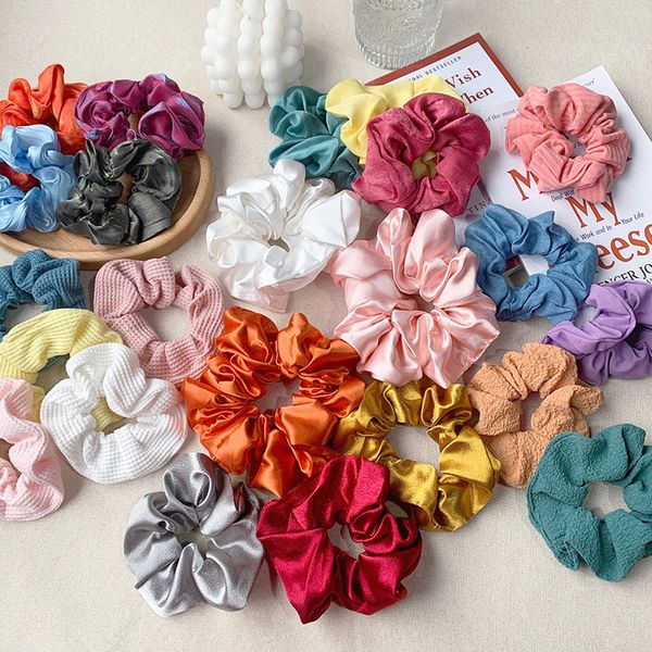 

8pcs 6-6.5'' large satin women hair scrunchies french grace smooth silk big size bobble hair scrunch silk h 181 z2, Slivery;white