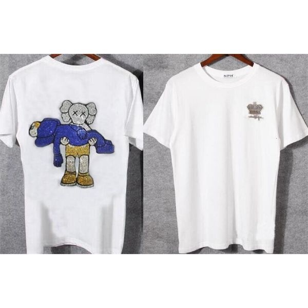 

men's t-shirts casual man strass t-shirt streetwear 100% cotton shirt summer leisure vacation design, White;black