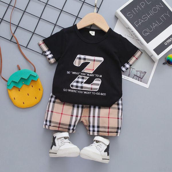 

Boys Tracksuit 2 Piece Set Kids Boy Baby Clothes Toddler Clothing T Shirts + Shorts Summer Outfits Set, Black