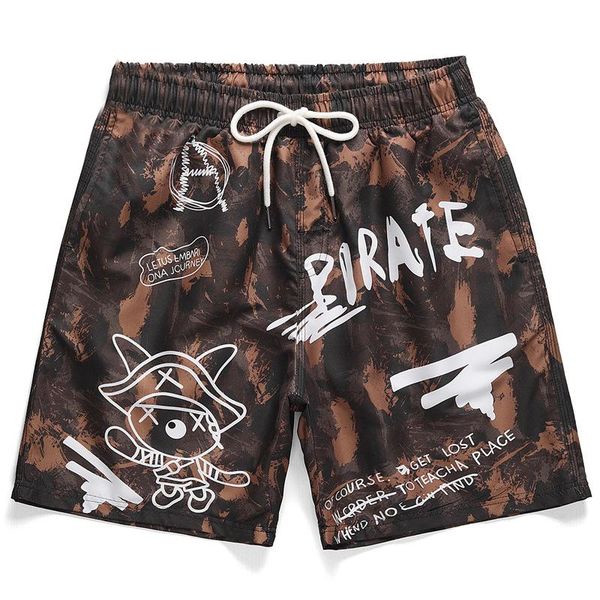 

japanese fresh casual men summer beach shorts breath loose creativity digital printing tide plus network five-point clothes men's, White;black