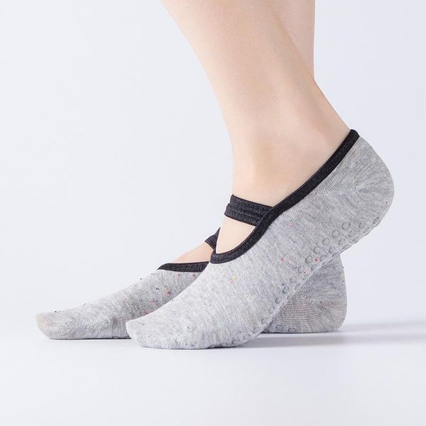

women yoga socks silicone non slip pilates breathable fitness ballet dance cotton sports slippers, Black