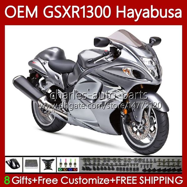 OEM-Verkleidungen für Suzuki Hayabusa GSXR-1300 2014 2015 2016 2017 2018 2019 77Nr. 98 GSXR 1300 CC GSX R1300 08-19 1300CC GSXR1300 08 09 10 11 12 13 Grauer silbriger Einspritzkörper