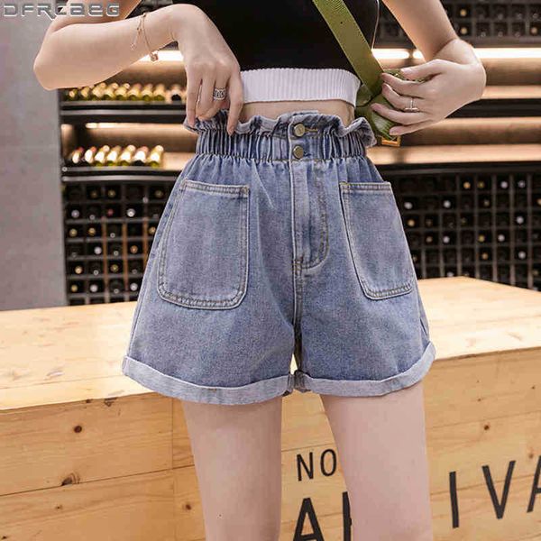 

women's shorts casual summer jeans high elastic waist denim women plus size feminino pockets crimping jean ladies eyfr, White;black
