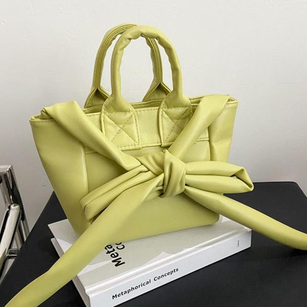 

evening bags soft leather women bow handbag personalized strap one shoulder bag large capacity solid color messenger